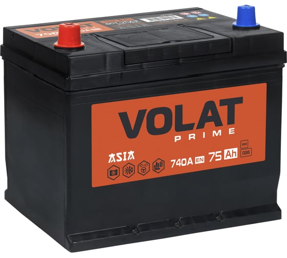 Изображение товара Аккумуляторная батарея VOLAT Prime Asia 75Ah L+ (нижний борт) VPA751