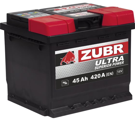 Изображение товара Аккумуляторная батарея ZUBR Ultra 45Ah R+ (низкий) ZU450