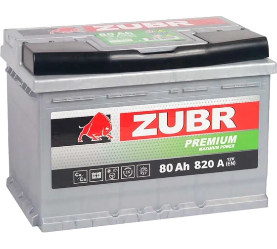 Изображение товара Аккумуляторная батарея ZUBR Premium 80Ah R+ ZP800