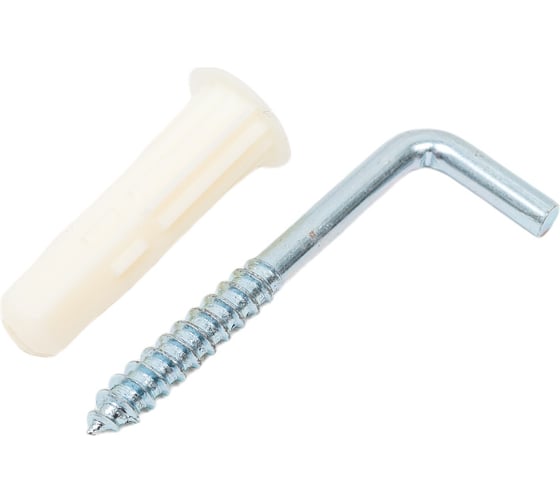 Изображение товара Дюбель ЕВРОПАРТНЕР MULTI 8 + крюк- шуруп, L-образный, d4,9 х L50 ZN, 10 шт. RB2 0158