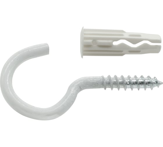 Изображение товара Дюбель ЕВРОПАРТНЕР MULTI 6 + крюк-шуруп, d3,8 х L40 белый, 10 шт. RB2 0152