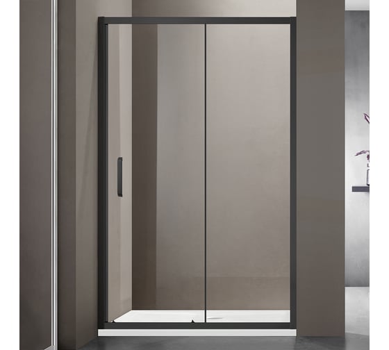 Изображение товара Душевое ограждение SANTREK AQUA Iris- DF-1000-C-Matt Black 1000х1850 прямое стекло Прозр 6мм, профиль Чёрный 334071