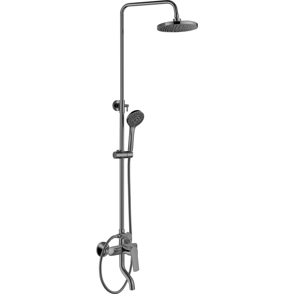 Изображение товара Душевая система 3-х функц. со смесителем Golden Fox тропич.душ, лейка стац. 12245 Thames латунь, пепельный, оружейная сталь 12245-FOX