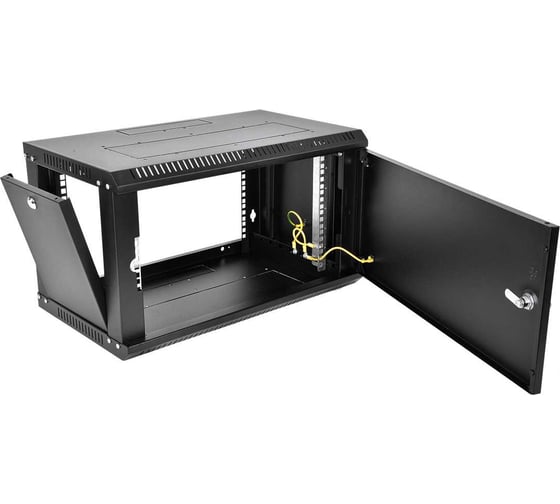 Изображение товара Шкаф телекоммуникационный ЦМО настенный, сварной, 6U, 600х350, съемные стенки, дверь металл, черный ШРН-6.350.1-9005