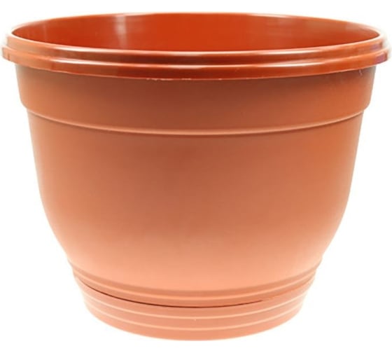 Изображение товара Кашпо с поддоном ФлораПласт Цегла 15 терракотовое, 1 л 001224