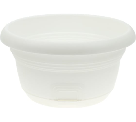 Изображение товара Кашпо с поддоном ФлораПласт Миска 20 белое, 2 л 001001