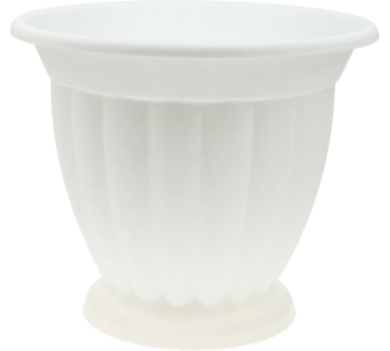 Изображение товара Кашпо на ножке ФлораПласт Гречинка 20 белое, 2 л 010491