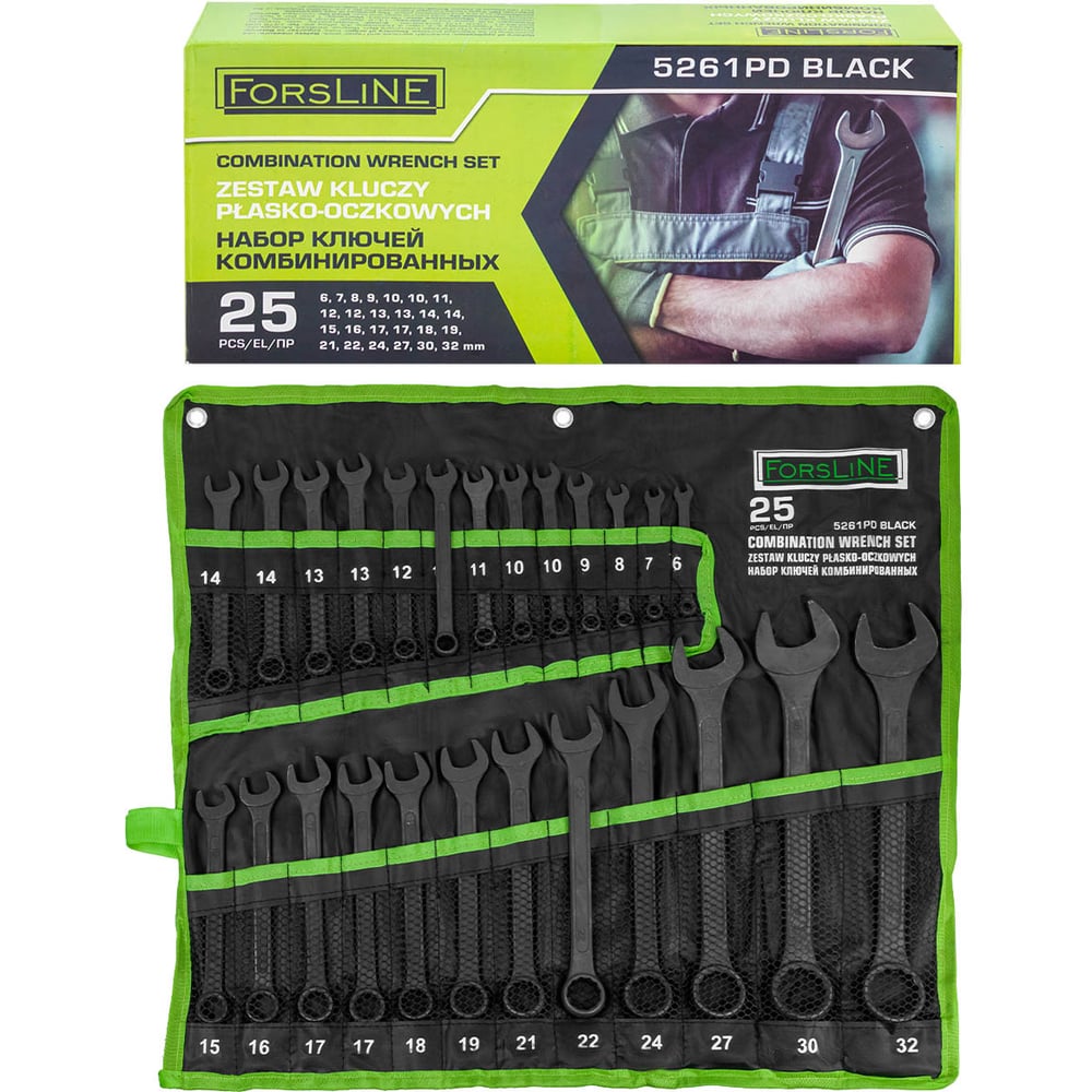 Изображение товара Набор ключей комбинированных ForsLine 25 предметов FL-5261PD BLACK(64752)