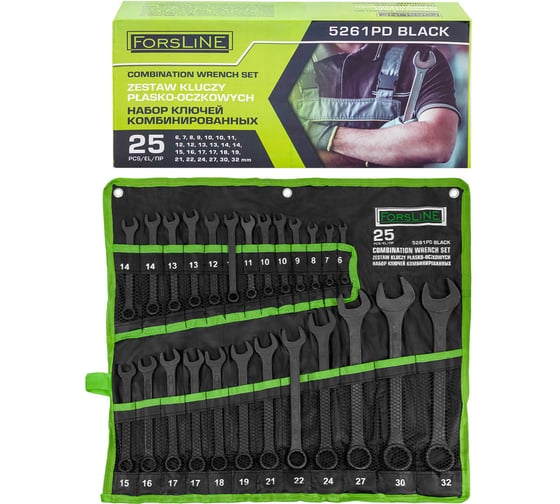 Изображение товара Набор ключей комбинированных ForsLine 25 предметов FL-5261PD BLACK(64752)