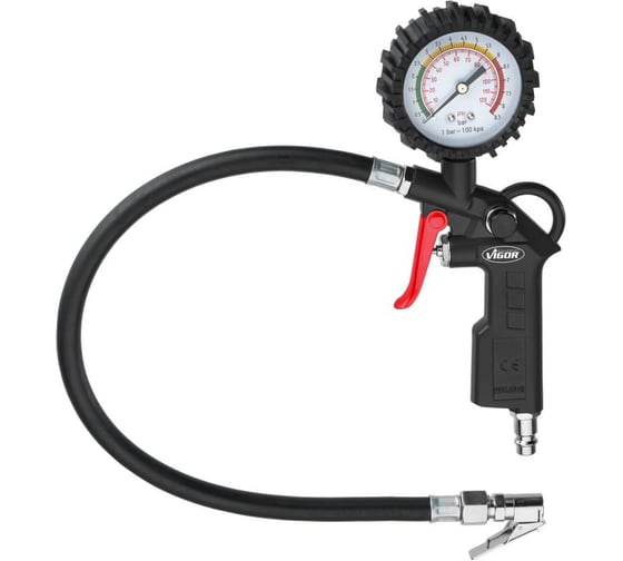Изображение товара Пистолет для накачки шин HAZET с аналоговым манометром Vigor Equipment V6905