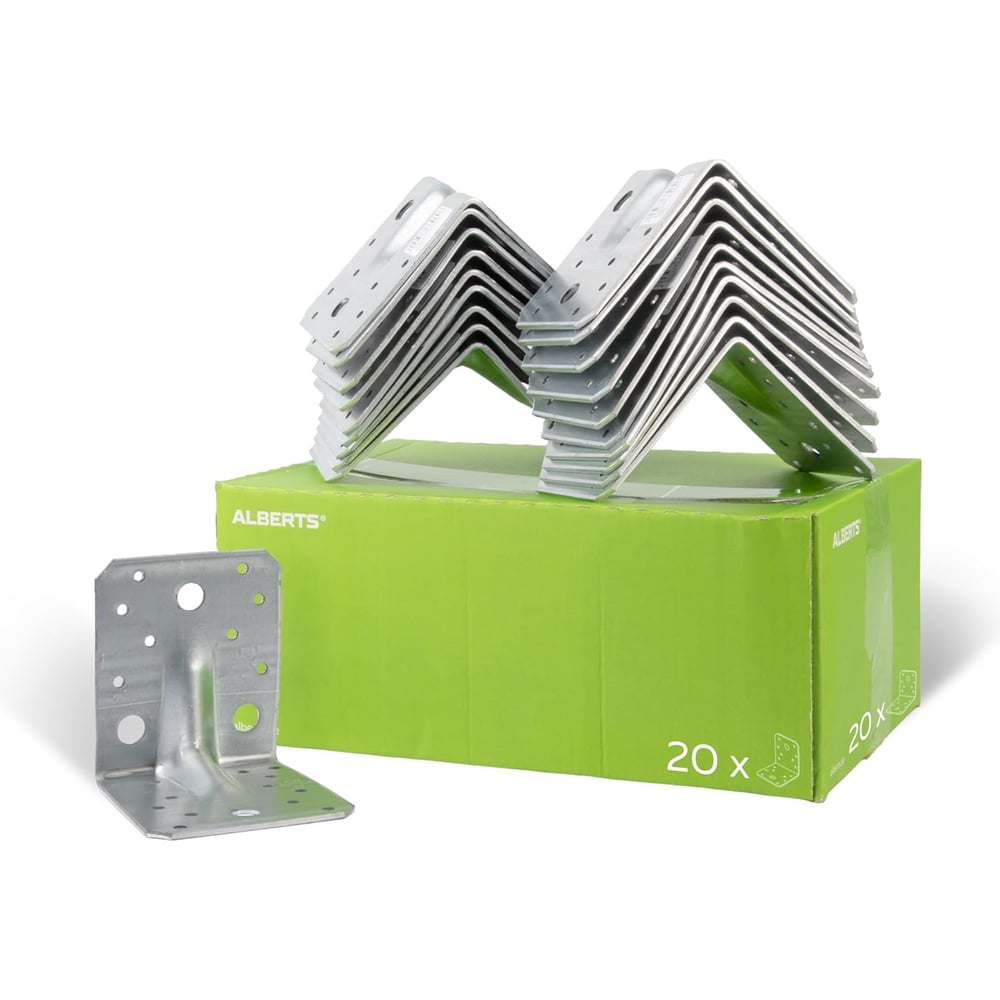 Изображение товара Усиленные металлические уголки ALBERTS цинк 105x105x90 мм, 20 шт