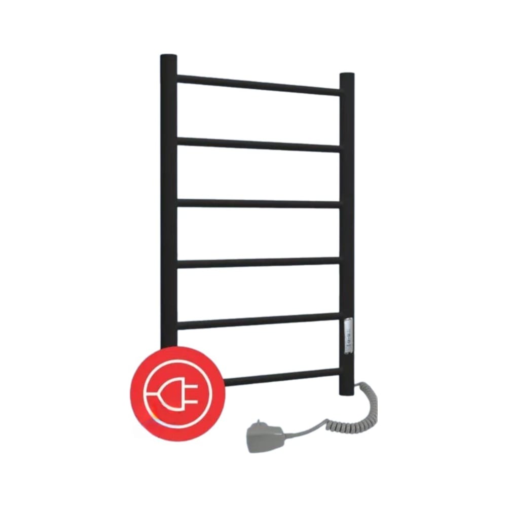 Изображение товара Электрический стальной полотенцесушитель ТЕРМОДИЗАЙН T Steel лесенка, W=500, H=600, 6 перекладин, графит. TDTSt002EG