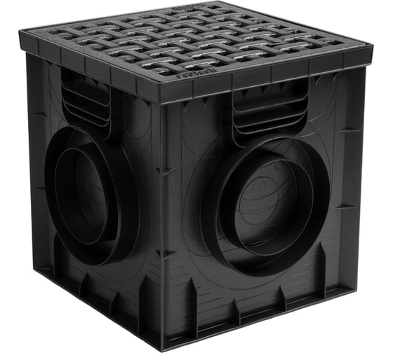 Изображение товара Дождеприемник Ecoteck L пластиковый 300x300 в сборе с решеткой чугунной, С250 черный ДИ 23605000