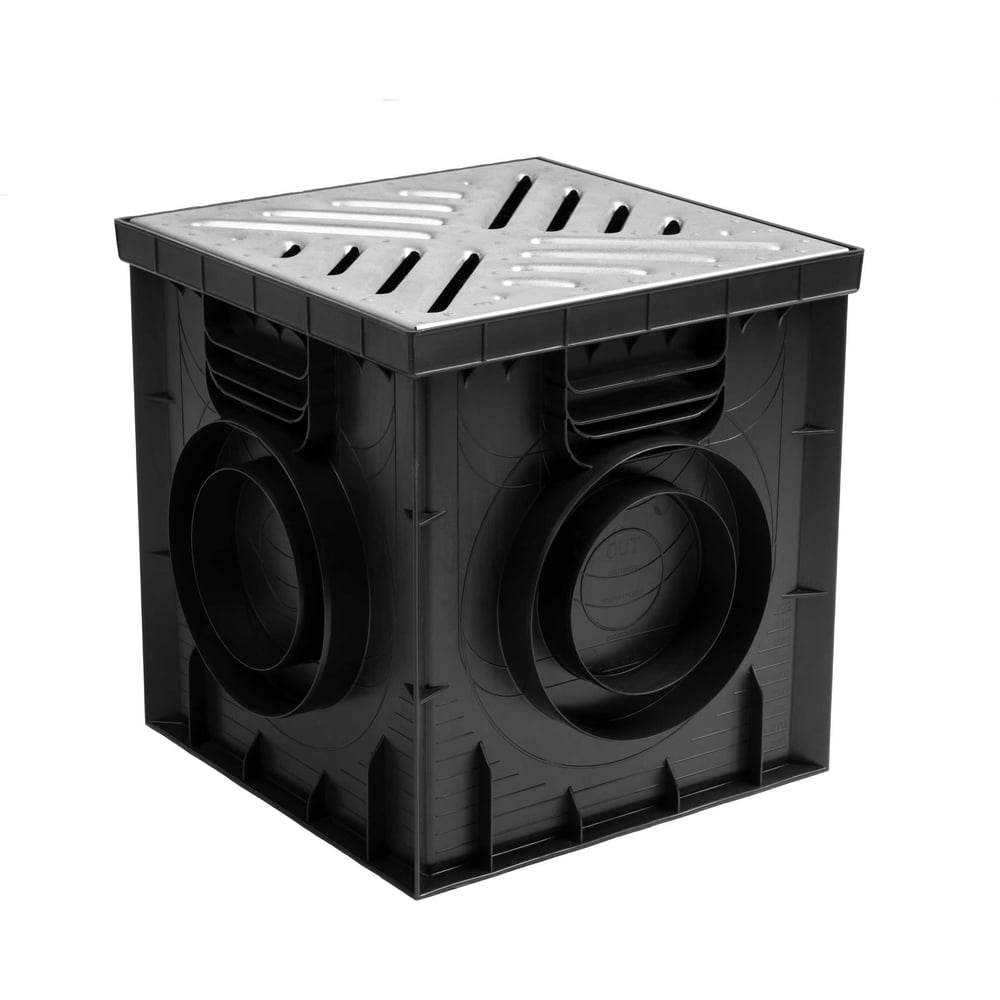 Изображение товара Дождеприемник Ecoteck L пластиковый 300x300 с решеткой стальной А15 черный