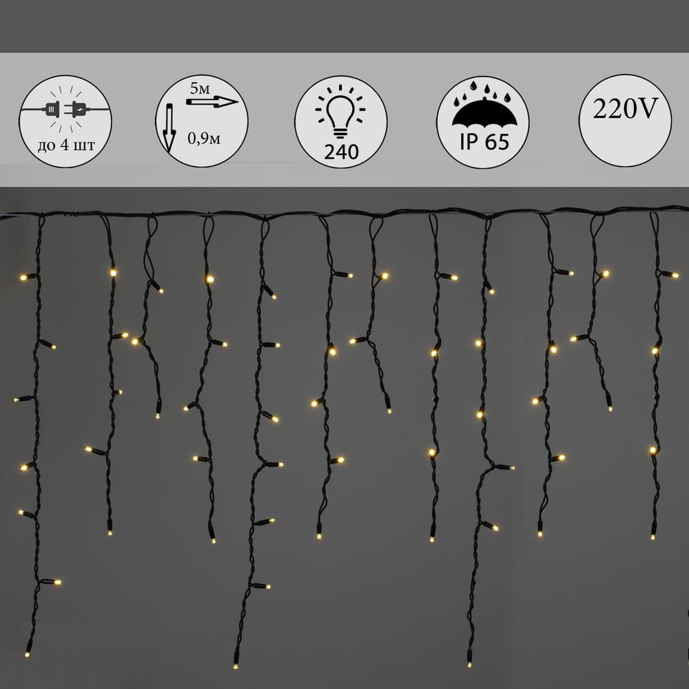 Изображение товара Светодиодная гирлянда Sneha бахрома A-518 WW 5м тепло белый