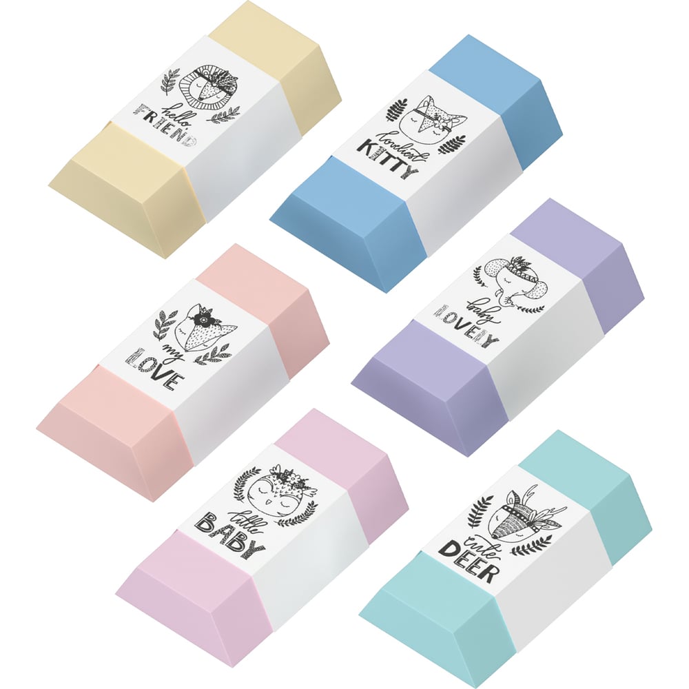 Изображение товара Ластик BERLINGO Pastel термопластичная резина, ассорти, 50х28х12 мм BLc_00390
