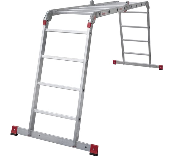 Изображение товара Лестница-трансформер алюминиевая Новая Высота Проф WIDE NV 3329, 4x4 перекладины, ширина 450 мм 3329404