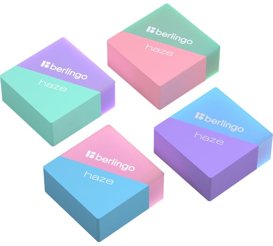 Изображение товара Ластик BERLINGO Haze прямоугольный, ассорти, 34х34х14 мм BLc_00490