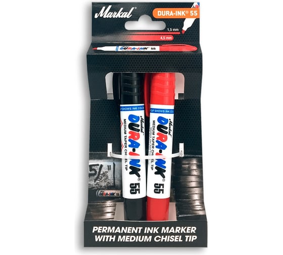 Изображение товара Набор маркеров Markal RETAIL PACK Dura-Ink 55 1 черный+1 красный 22244