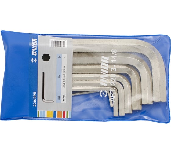 Изображение товара Набор шестигранных ключей Unior 8 предметов 3 - 14 мм 3838909010595