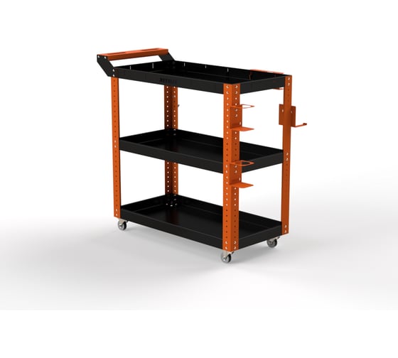 Изображение товара Тележка инструментальная ООО Металекс Тип 1 900x450x950 3 полки (оранжево-черный) / 118060