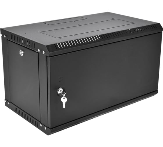 Изображение товара Шкаф ЦМО 19 телеком навесной разборный ЭКОНОМ 6U (600 × 520), съёмные стенки, дверь металл, чёрный ШРН-Э-6.500.1-9005