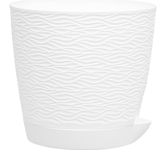 Изображение товара Кашпо bmc КШ8681 Блюз с поддоном белое, 14х13 см, 1.2 л 060090