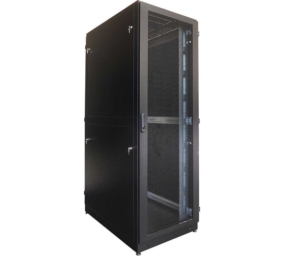 Изображение товара Шкаф серверный напольный ЦМО 42U (800 × 1200) двойные перфорированные двери 2 шт., чёрный ШТК-М-42.8.12-88АА-9005