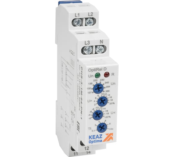 Изображение товара Реле контроля фаз КЭАЗ OptiRel D PHS-3-1M-04-PN-1 повышенного/пониженного, 3Ф+N, 1СО 331985