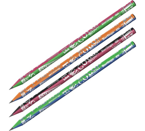 Изображение товара Чернографитный карандаш BERLINGO Contrast HB, круглый, двухцветное дерево, заточенный BP01304