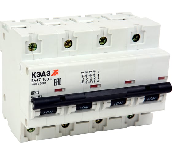 Изображение товара Выключатель автоматический модульный КЭАЗ ВА47-100-4C32-УХЛ3 10кА 318159