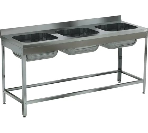 Изображение товара Ванна Kobor моечная цельнотянутая трехсекционная КОБОР ВМЦ/3-210/70 4619