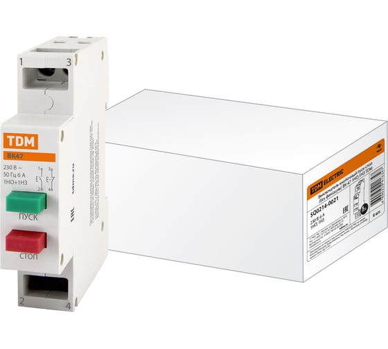 Изображение товара Кнопочный выключатель TDM ELECTRIC пуск-стоп без фиксации ВК-47 1НО1НЗ SQ0214-0021