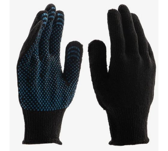 Изображение товара Перчатки трикотажные для рабочих SAMGRUPP ХБ 5 нитей, ПВХ точка, 10 класс, 47 г, черные, 400 пар SR-074050104-400