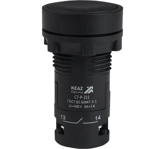 Изображение товара Кнопка КЭАЗ OptiSignal Compact D22 C7-P-211 черная 1НО+1НЗ XB7NA25 10шт 362043