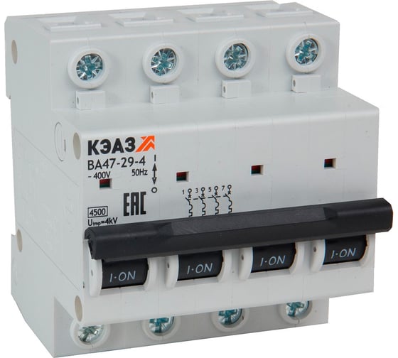Изображение товара Выключатель автоматический модульный КЭАЗ ВА47-29-4D8-УХЛ3 4,5кА 318359