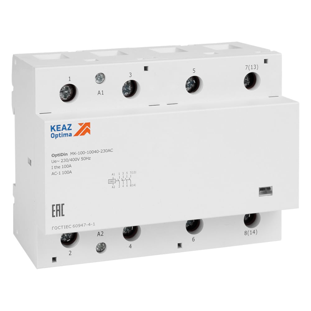 Изображение товара Модульный контактор КЭАЗ OptiDin MK-100-8022-48AC, 100А, 48В AC