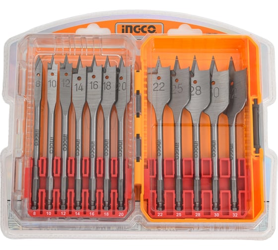 Изображение товара Набор сверл перовых по дереву INGCO 12 шт INDUSTRIAL AKDL1206