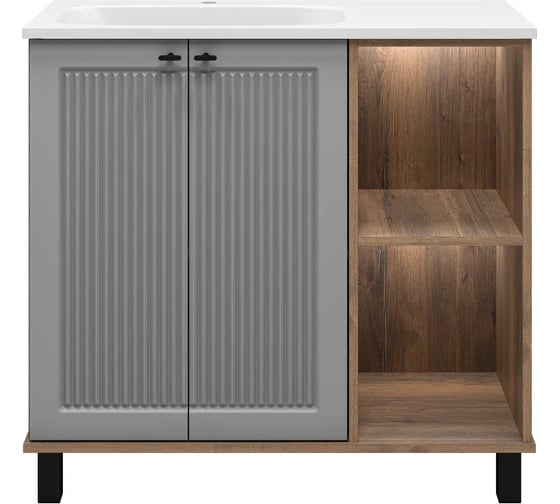 Изображение товара Тумба напольная Brevita LUMUS - 90 2 дв.с нишей левая с раковиной УТ000025489