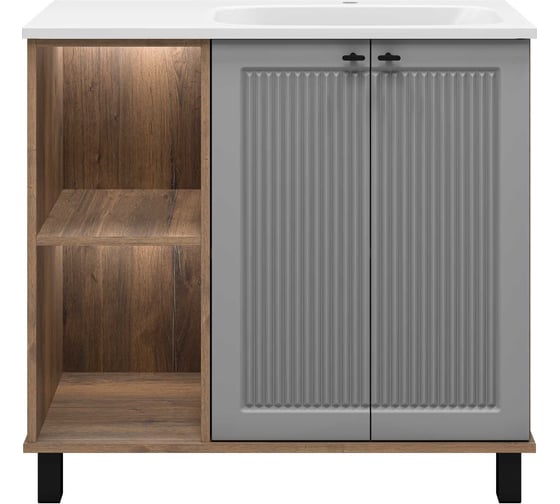Изображение товара Тумба напольная Brevita LUMUS - 90 2 дверцы, с нишей правая с раковиной УТ000025490