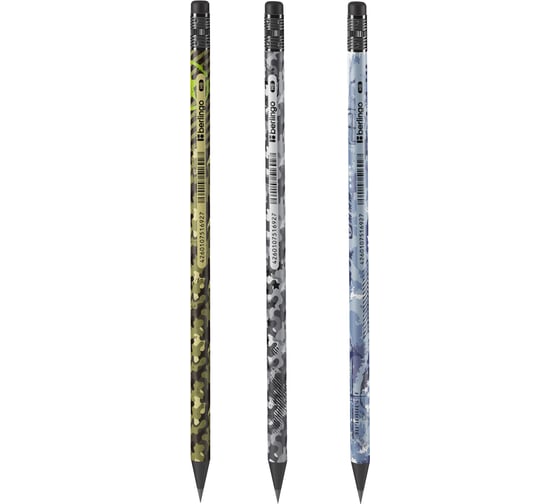 Изображение товара Чернографитный карандаш BERLINGO Military HB, круглый, черное дерево, заточенный BP01103