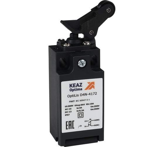 Изображение товара Выключатель концевой КЭАЗ OptiLiS D4N-4172 рычаг роликовый вертикальное перемещение EN 50047 XCKN2127P20 365305