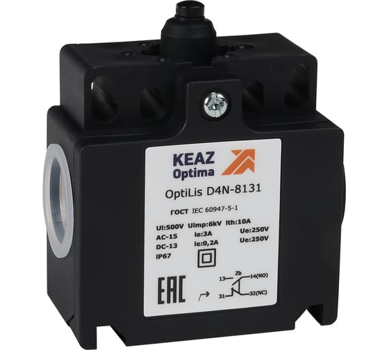 Изображение товара Выключатель концевой КЭАЗ OptiLiS D4N-8131 толкатель пластиковый EN 50047 XCKT2112P16 365314