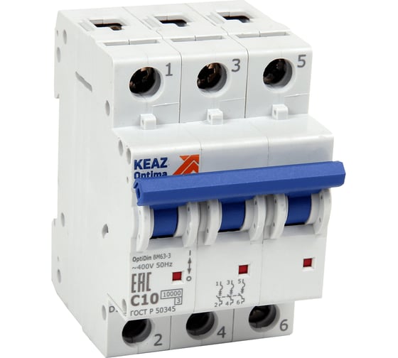 Изображение товара Выключатель автоматический модульный КЭАЗ OptiDin BM63-3B63-10-УХЛ3 262767