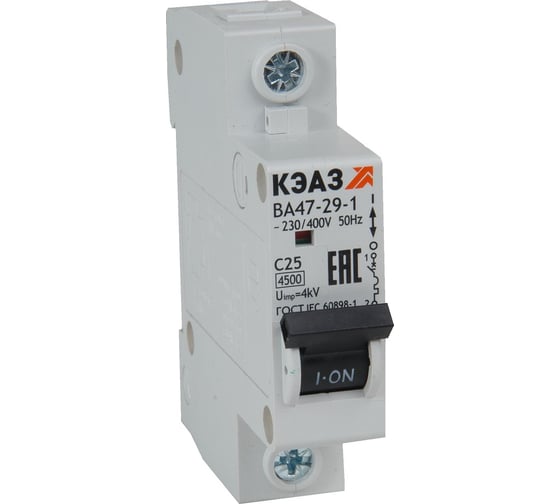 Изображение товара Выключатель автоматический модульный КЭАЗ ВА47-29-1B1-УХЛ3 (4,5кА)- 12шт 318182