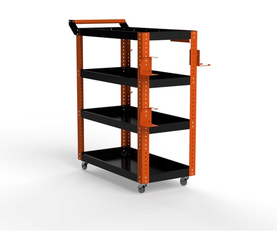Изображение товара Тележка инструментальная ООО Металекс Тип 1 800x450x950 4 полки (оранжево-черный) / 118099