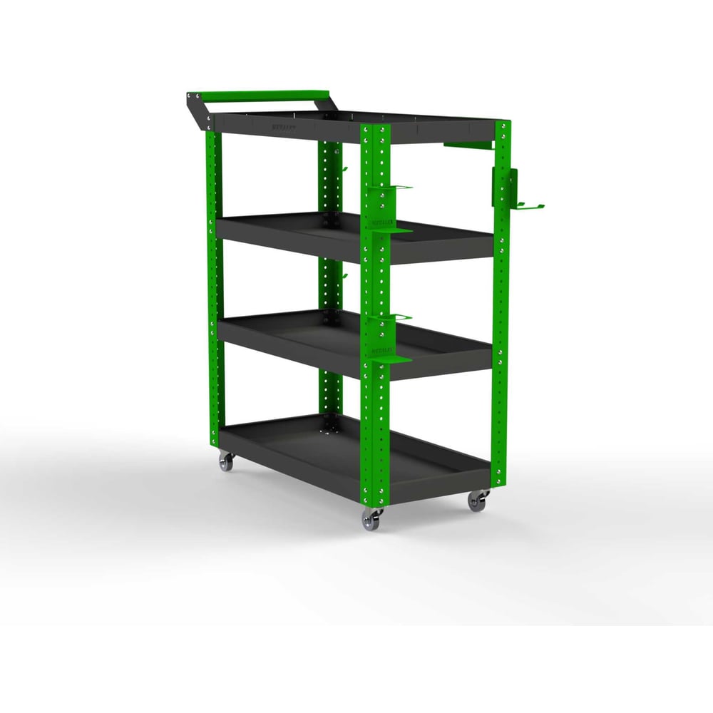 Изображение товара Тележка инструментальная ООО Металекс Тип 1 900x450x950 4 полки серо-зеленая