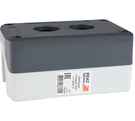 Изображение товара Корпус кнопочного поста КЭАЗ OptiSignal Compact D22 C7-BD67-2 2 отверстия IP67 XALD02 362234