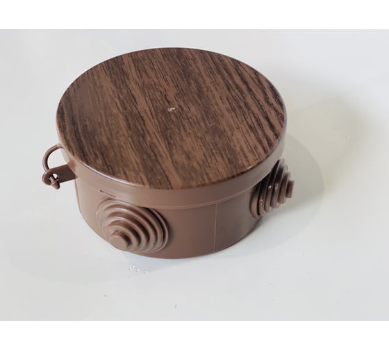 Изображение товара Коробка распределительная KOPOS wood style KR 65 (TD), темное дерево, для О/П D=68x40мм 4хD20мм, IP54 KR 65_TD