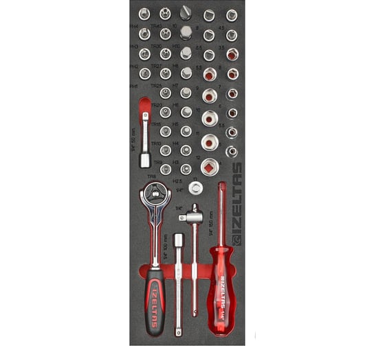 Изображение товара Набор торцевых головок IZELTAS 1/4, в ложементе 44 предмета, габариты 115x335 мм, 2965905001